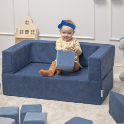 KiddyMoon Children's Foam Sofa with Wedge and Play Balls Set for Play Soft Perfect for Kids Room Lightweight Learning Relaxation Removable Covers Easy Cleaning, navy blue, Sofa/Wedge