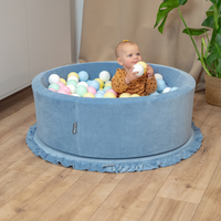 KiddyMoon Soft Ball Pit Round 7cm / 2.75In for Kids, Foam Velvet Ball Pool Baby Playballs, sand beige: pastel beige/white/pearl, 90x30cm/200 balls
