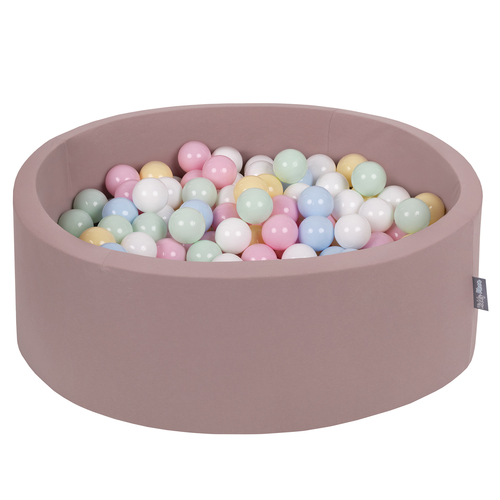 KiddyMoon Foam Ball Pit with Balls for Babies and Toddlers, Soft Sensory Play, Durable Removable Cover, Safe, heather:pastel blue/pastel yellow/white/mint/powder pink, 90 x 30 cm / 300 Balls