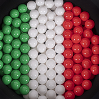 KiddyMoon Soft Plastic Play Balls ∅ 7cm/2.75in Multi-colour Made in EU, green/white/red, 200 Balls/7cm-2.75in