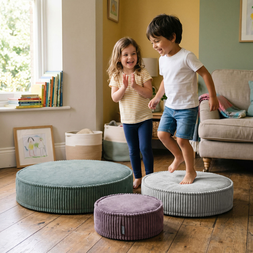 KiddyMoon 3-Piece Foam Elements for Kids Children's Room Accessory, fioletowy-jasnoszary-zielony