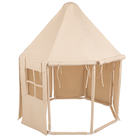 KiddyMoon Play Tent for Kids Pavilion Playhouse Cotton Fabric Indoor Outdoor Use Foldable Design Easy Assembly And Storage Perfect For Play Relaxing And Imaginative Adventures, natural: pastel beige/white/gold, 700 Balls