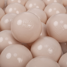 KiddyMoon Soft Plastic Play Balls ∅ 7cm/2.75in Mono-colour certified Made in EU, pastel beige, 100 Balls/7cm-2.75in