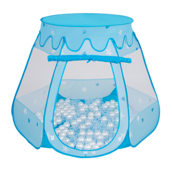 Play Tent For Kids Castle Baby Playhouse For Children With Colorful Balls Pop Up Perfect For Indoor And Outdoor Easy Set Up Includes Carry Bag, blue:pearl/transparent, 105x90cm/100 balls