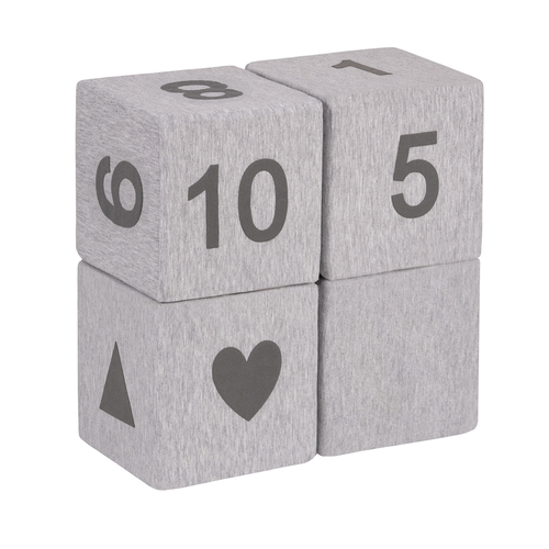 KiddyMoon Soft Foam Cubes Building Blocks 14cm for Children Multifunctional Foam Construction Montessori Toy for Babies, Certified Made in The EU, light grey-print, 4 Pieces