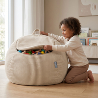 KiddyMoon Bean Bag for Children 2-in-1 Storage for Toys 80x80x50cm, beżowy