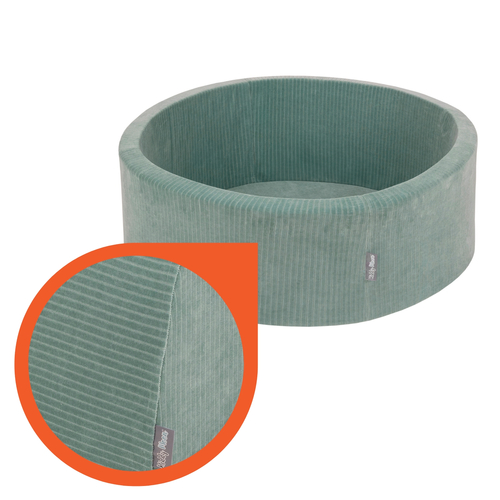 KiddyMoon Foam Playground For Kids Soft Textured Safe Blocks, green: white/grey/mint, Ballpit (100 Balls) + Steps