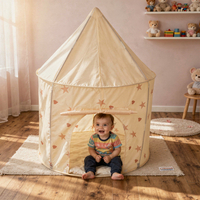 Play Tent For Kids Pavilion Playhouse Children Easy To Assemble Play Tent For Babies and Toddlers Pop up Play For Indoor And Outdoor, light beige, 100x130cm/No Balls