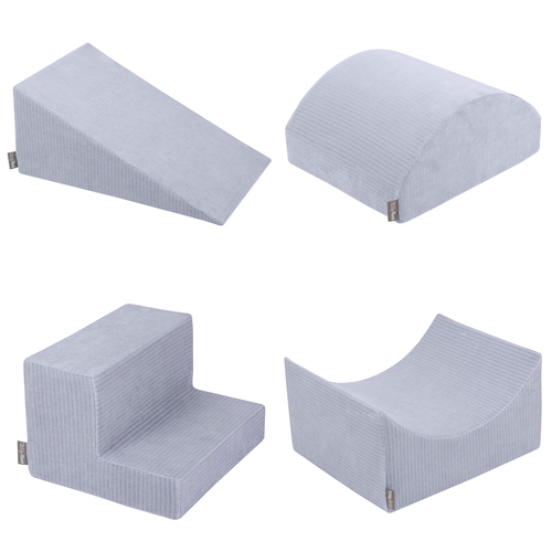 KiddyMoon Foam Playground For Kids Soft Textured Safe Blocks Baby, dark grey: grey/white/baby blue, Ballpit (300 Balls) + Version 5