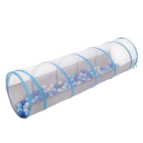 Play Tunnel For Kids Toddlers Pop Up Crawl Tunnel Foldable Crawling Play Tent for Children Perfect For Indoor And Outdoor Easy To Assemble, grey and blue: babyblue/blue/pearl , 400 Balls