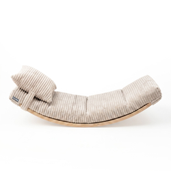 KiddyMoon Balance Board for Kids with Mattress and Pillow Wooden Sensory Wobble Board, natural/beige, Balance Board/Mattress/Pillow