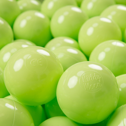 KiddyMoon Soft Plastic Play Balls ∅ 7cm/2.75in Mono-colour certified Made in EU, light green, 300 Balls/7cm-2.75in