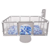 Baby Playpen Big Size Playground with Plastic Balls for Kids, Grey:blue/babyblue/pearl, 200 balls