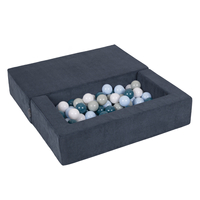 KiddyMoon Modular Foam Sofa for Children's with Balls Lightweight Sofa For Kids Room Comfortable Space-Saving with Storage Room Fabric Safe and Fun for Kids, navy blue: dark turquoise/green-grey/pastel blue/white, Sofa + 100 Balls