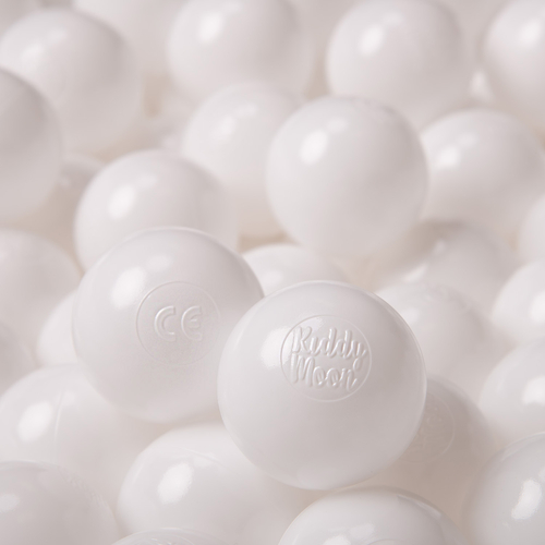 KiddyMoon Soft Plastic Play Balls ∅ 6cm / 2.36 Multi Colour Made in EU, white, 200 Balls/6cm-2.36in