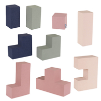 KiddyMoon Soft Foam Cubes Building Blocks 14cm for Children Multifunctional Foam Construction Montessori Toy for Babies, Certified Made in The EU, heather-dark blue-beige-sage, 9 Pieces