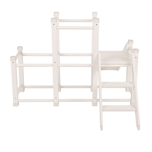 KiddyMoon wooden playground with a slide for kids, White, UNI