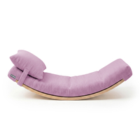 KiddyMoon Balance Board for Kids with Mattress and Pillow Wooden Sensory Wobble Board, natural/light purple, Balance Board/Mattress/Pillow