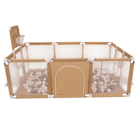 Baby Playpen Big Size Playground with Plastic Balls for Kids, beige:pastel beige/copper/pearl, 200 balls