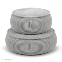 KiddyMoon Kids’ Foam Pouffe with Removable Cover, light grey, L