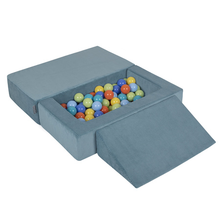 KiddyMoon Children's Foam Sofa with Wedge and Play Balls Set for Play Soft Perfect for Kids Room Lightweight Learning Relaxation Removable Covers Easy Cleaning, blue: light green/orange/turquoise/blue/babyblue/yellow, Sofa/Wedge + 100 Balls