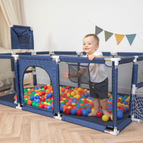 Baby Playpen Big Size Playground with Plastic Balls for Kids, Dark Blue:yellow/green/blue/red/orange, 100 balls