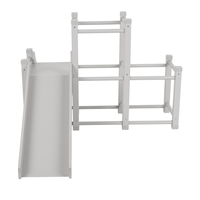 KiddyMoon wooden playground with a slide for kids, Grey, UNI