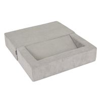 KiddyMoon Children's Foam Sofa with Wedge and Play Balls Set for Play Soft Perfect for Kids Room Lightweight Learning Relaxation Removable Covers Easy Cleaning, light grey, Sofa/Wedge