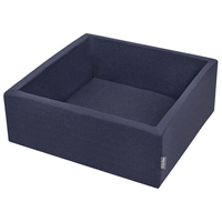 KiddyMoon Baby Foam Ball Pit with Balls ∅ 7cm / 2.75in Square Made in EU, dark blue:white/grey/mint
