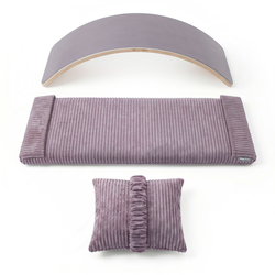 KiddyMoon Balance Board for Kids with Mattress and Pillow Wooden Sensory Wobble Board, natural/purple, Balance Board/Mattress/Pillow