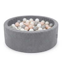 KiddyMoon Ball Pit for Baby and Toddler, Soft Play Ball Pool with ribbed Washable Cover, Dark Grey: Pastel Beige/White/Pearl/Grey, 90 x 30 cm / 200 Balls