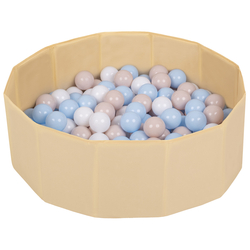 children colourfull foldable ballpit plastic balls, light beige:pastel beige/pastel blue/white, 300 balls