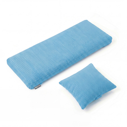 KiddyMoon Cushion Set For Balance Board Mattress and Pillow Ribbed Fabric Washable Cover, blue, Mattress/Pillow