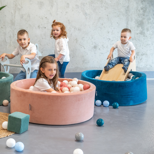 KiddyMoon Wooden Slide Chair 2in1 for Children, Slide for Ball Pit SC-002 Grey, Large