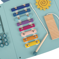 KiddyMoon Montessori Activity Board For Kids Wood Dinosaur Motor Skills AB-001, Blue, UNI