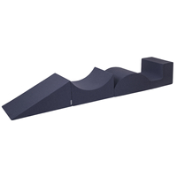 KiddyMoon Foam Playground for Kids with Round Ballpit ( ∅ 7cm/2.75In) Soft Obstacles Course and Ball Pool, Certified Made In The EU, darkblue:white/grey/mint, Ballpit (300 Balls) + Version 5