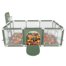 Baby Playpen Big Size Playground with Plastic Balls for Kids, green:yellow/green/blue/red/orange, 900 balls
