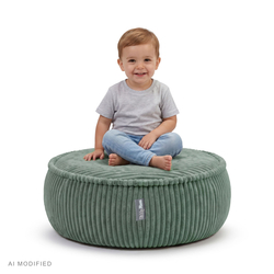 KiddyMoon Kids’ Foam Pouffe with Removable Cover, light grey, L