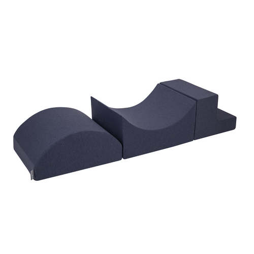 KiddyMoon Foam Playground for Kids Obstacle Course for Children Montessori Toy for Babies Soft Construction Blocks Element, Halfshaft/Ramp/Step, Certified Made in The EU, dark blue, Multi-Size