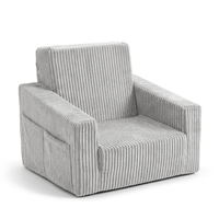 KiddyMoon Folding Children's Foam Armchair 2-in-1 Convertible Sofa for Kids, light grey, UNI