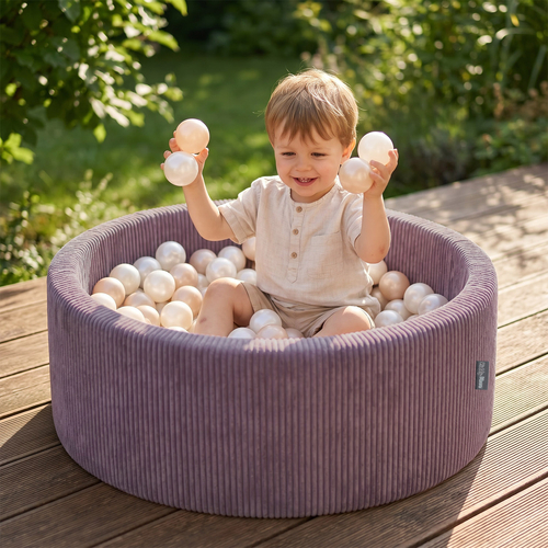 KiddyMoon Ball Pit for Baby and Toddler, Soft Play Ball Pit, 90 x 30 cm with 200 Balls, Soft Foam Ball Pool, Ribbed Washable Cover, Purple: Past Blue/Past Yellow/White/Mint/Lig Pink, 90 x 30 cm / 200 Balls