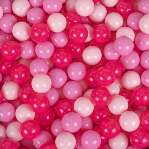 KiddyMoon Soft Plastic Play Balls ∅ 7cm/2.75in Multi-colour Made in EU, light pink/pink/dark pink, 700 Balls/7cm-2.75in