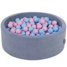 KiddyMoon Baby Foam Ball Pit with Balls 7cm /  2.75in Certified made in EU, Bubbble Gum:  Light Pink/ Baby Blue