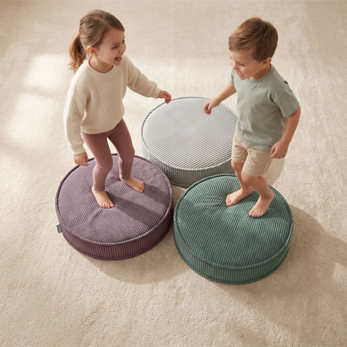 KiddyMoon 3-Piece Foam Elements for Kids Children's Room Accessory, green-light grey-purple, Mx3
