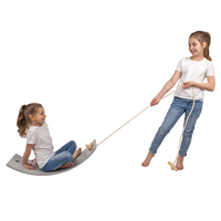 KiddyMoon Wooden Balance Board for Children Wooden Swing Board with Rope Montessori Toy for Kids Made of Wood Balancing Wobble Board for Babies 80x30cm, natural, board