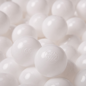 KiddyMoon Soft Plastic Play Balls ∅ 6cm / 2.36 Multi Colour Made in EU, white, 300 Balls/6cm-2.36in
