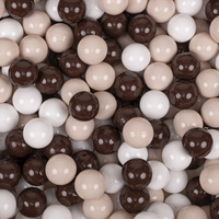 KiddyMoon Ball Pit for Baby with Teddy Plush, Large 7 cm Balls for a Fuller Ball Pit, From 8 Months, Removable Cover, Brown: Pastel Beige/Brown/White, 90 x 30 cm / 200 Balls