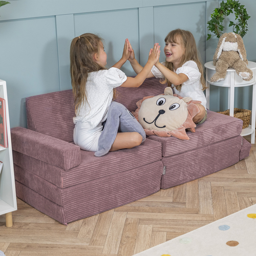 KiddyMoon Foam Sofa for Children Multifunctional Mattress Armchair Kids Foldable  Bed Folding Toddler Couch Chair for Playroom Bedroom Living Room, purple, Sofa with 2 Pillows