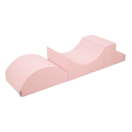 KiddyMoon Foam Playground for Kids Obstacle Course for Children Montessori Toy for Babies Soft Construction Blocks Element, Halfshaft/Ramp/Step, Certified Made in The EU, pink:-, Multi-Size