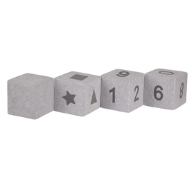 KiddyMoon Soft Foam Cubes Building Blocks 14cm for Children Multifunctional Foam Construction Montessori Toy for Babies, Certified Made in The EU, light grey-print, 4 Pieces